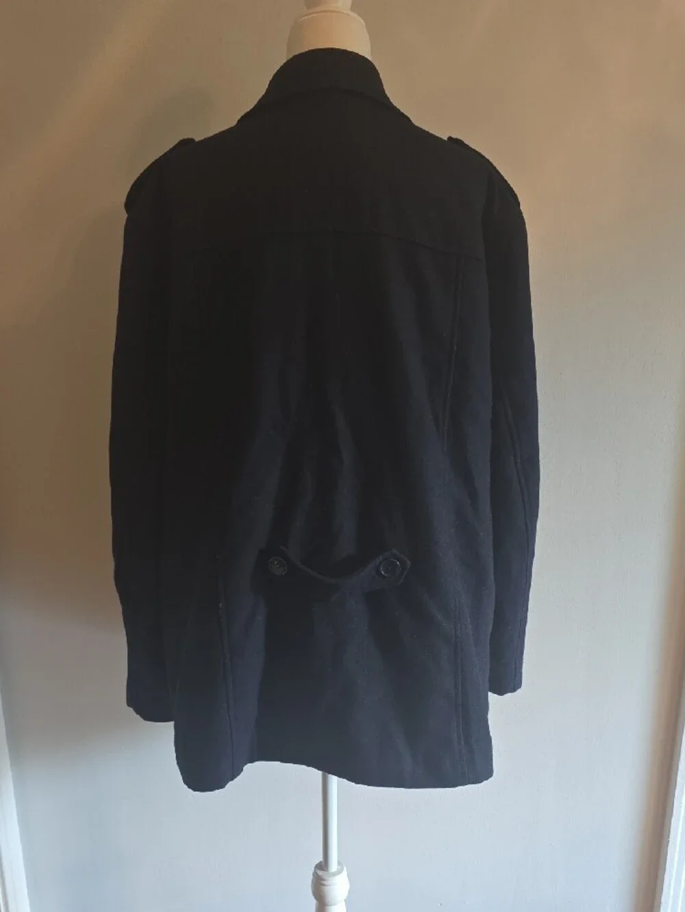 Men's Structure Double-Breasted Navy Peacoat Jacket